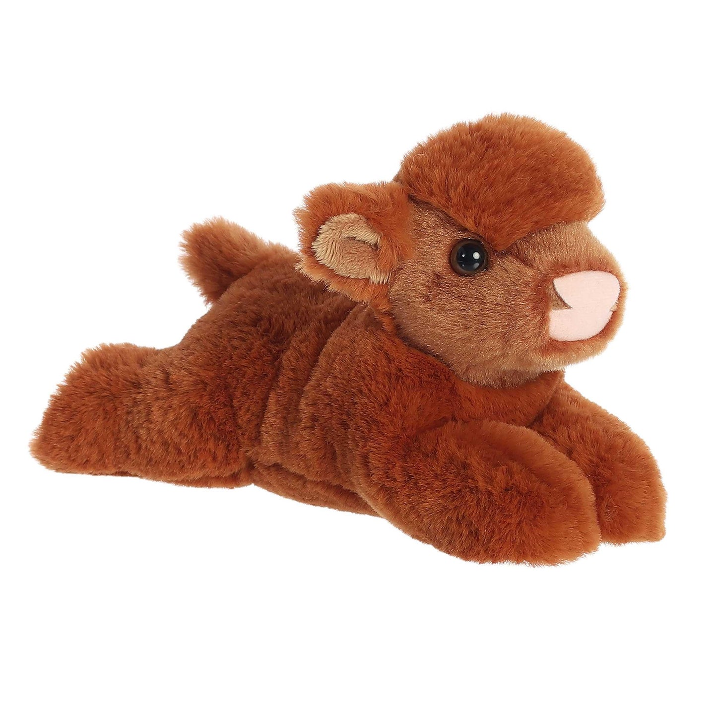 Aurora® Adorable Mini Flopsie™ Highland Cow Calf Stuffed Animal - Playful Ease - Timeless Companions - Brown 8 Inches
