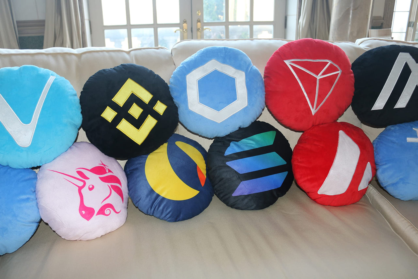 Solana Pillow - Round Stuffed Plush Crypto Pillow by BlockCraft.Shop SOL Plush Pillow