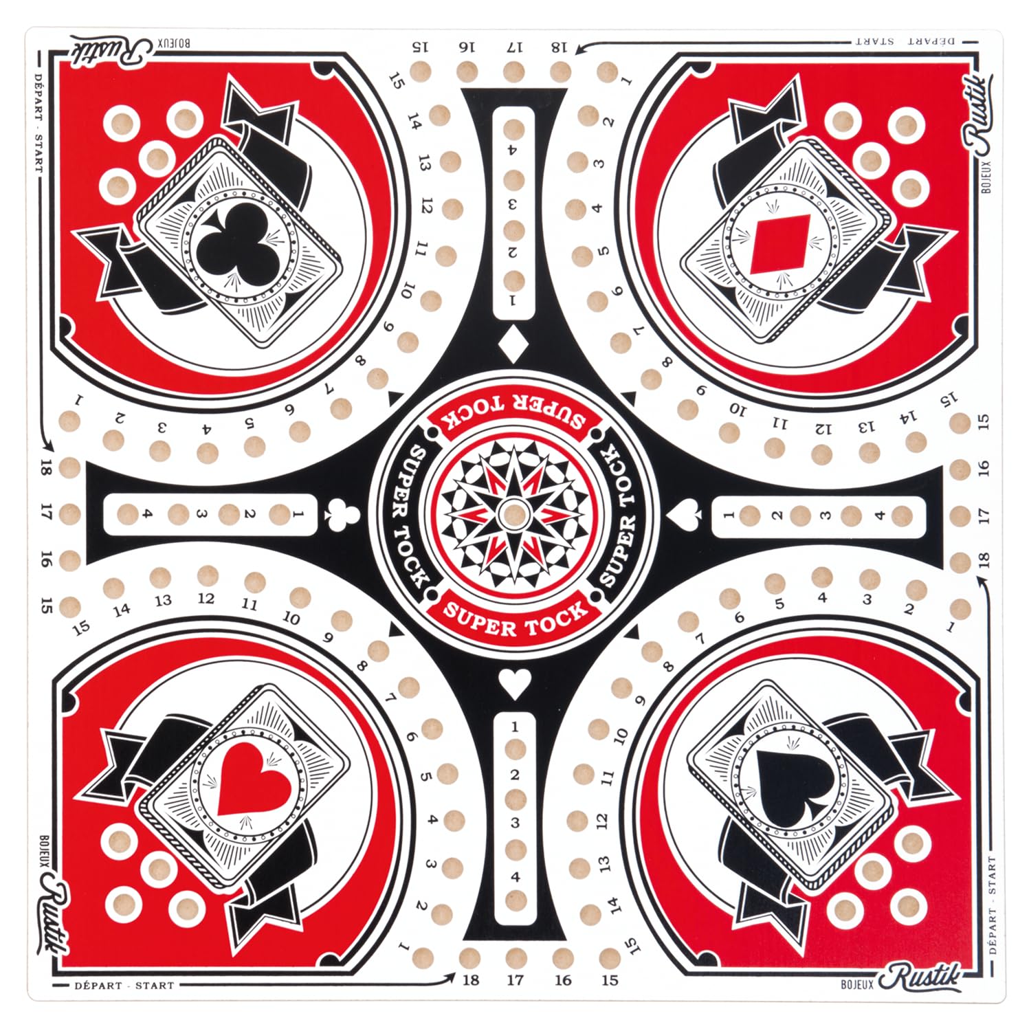 Rustik: 4-Player Tock Pachisi Game - 20" Board - Handmade Wooden Playing Board & Components, Classic Family Strategy Game, Ages 8+, 2-4 Players