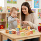 Maxim Deluxe Wooden ABC Blocks. Extra-Large Engraved Baby Alphabet Letters, Counting & Building Block Set