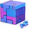 Interlocking Cube Brain Teaser Puzzle for Kids and Adults, Pocket Size 1.77 Inch Dual Color Blue and Purple Logic Challenge, Screen Free Focus Toy