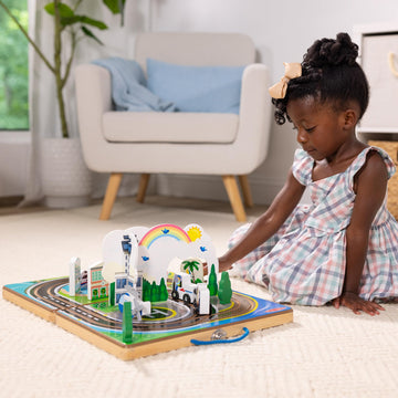 Melissa & Doug Take-Along Airport Wooden Play Set with Vehicles