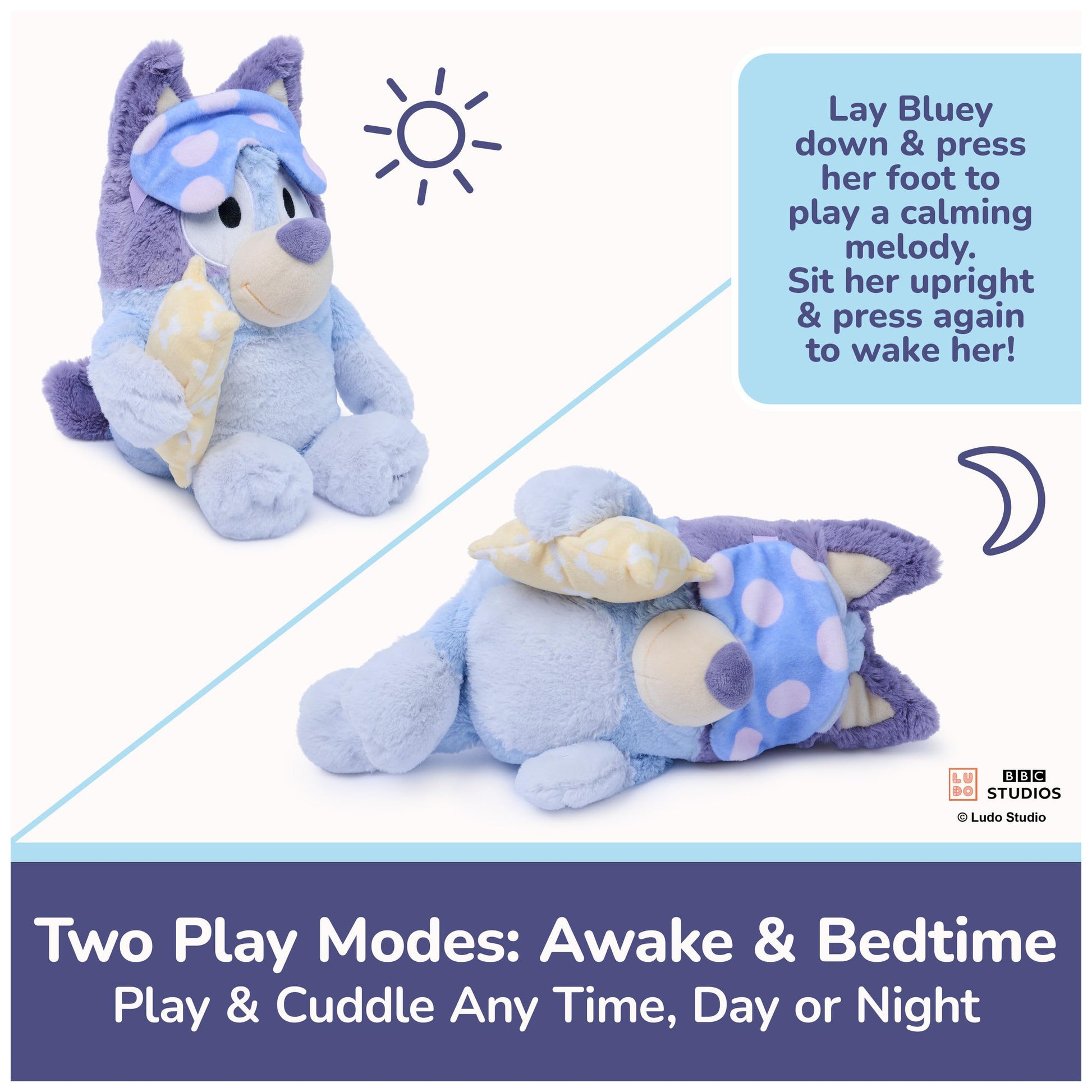 GUND Bedtime Bluey 13-Inch Interactive Talking Musical Plush Toy for Babies