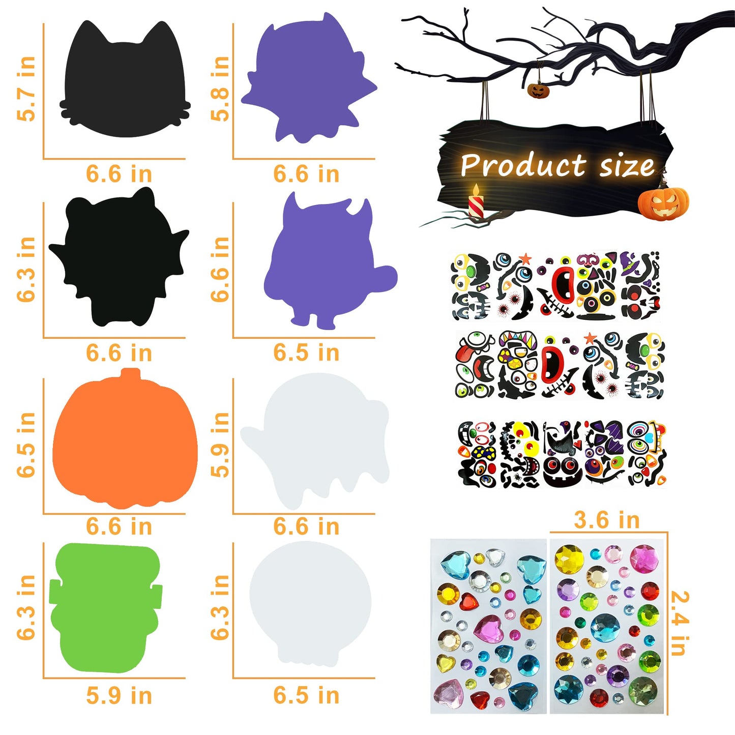 Taocco 34 PCS Halloween Craft Kits for Kids Halloween Foam Pumpkin Craft Kit and Pumpkin Stickers for Kids DIY Craft Party Trick or Treat Party Favors