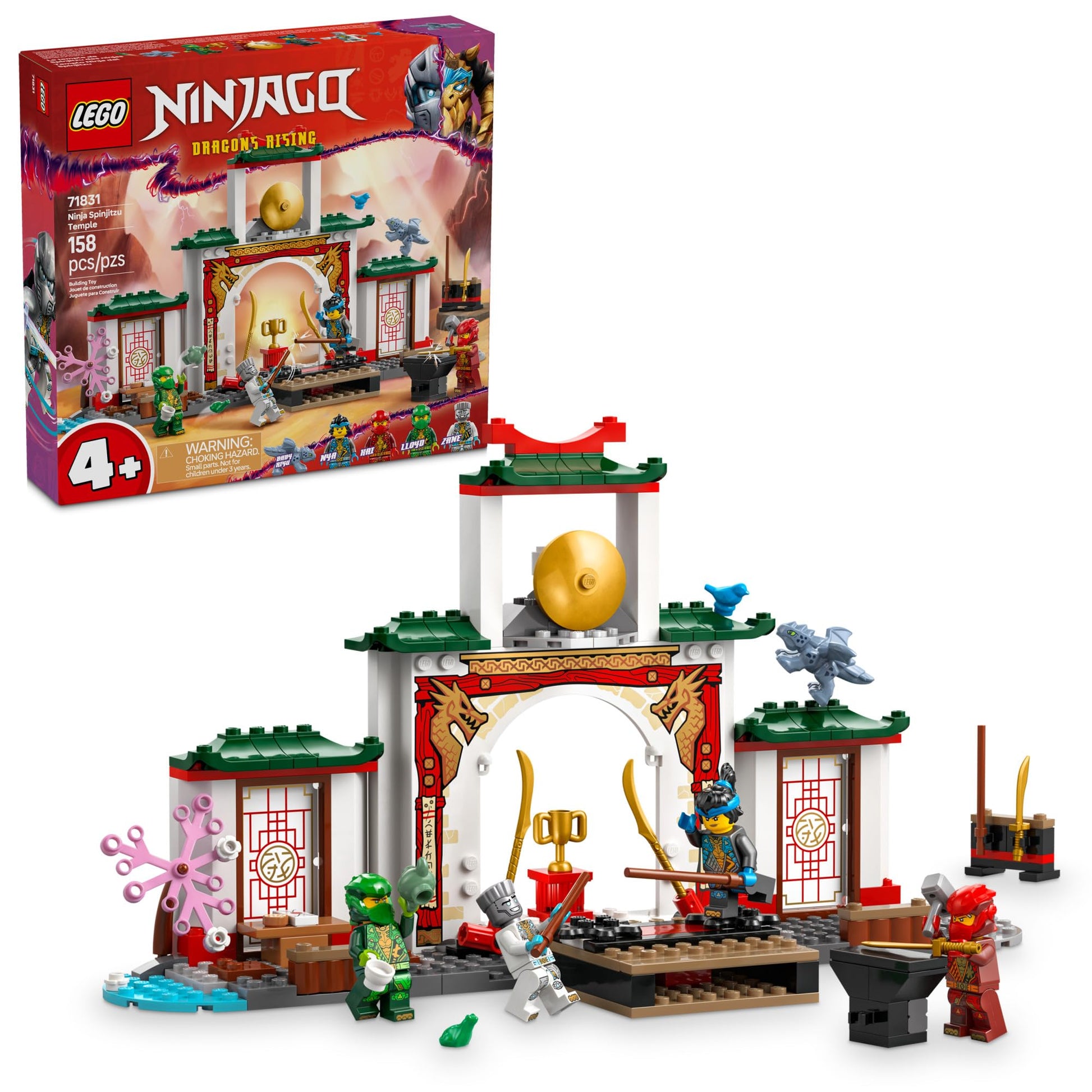 LEGO NINJAGO Ninja Spinjitzu Temple Building Toy Playset - Pretend Play Preschool Ninja Toy for Kids, Boys and Girls, Ages 4+ - with 4 Minifigures