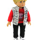American Fashion World Boy’s Skull 3 Piece Vest and Pants Set for 18-Inch Dolls | Premium Quality & Trendy Design
