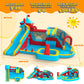 Inflatable Bounce House with 750W Blower, 10 in 1 Double Water Slide Bouncy Castle for Kids 3-10, Splash Pool, Water Gun, Climbing Wall, Toy Stand