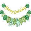 Hawaiian Party Happy Birthday Banner - Hawaiian Party Decoration, Birthday Banner for Luau Party Supplies, and Tropical Party Palm Leaf Decorations