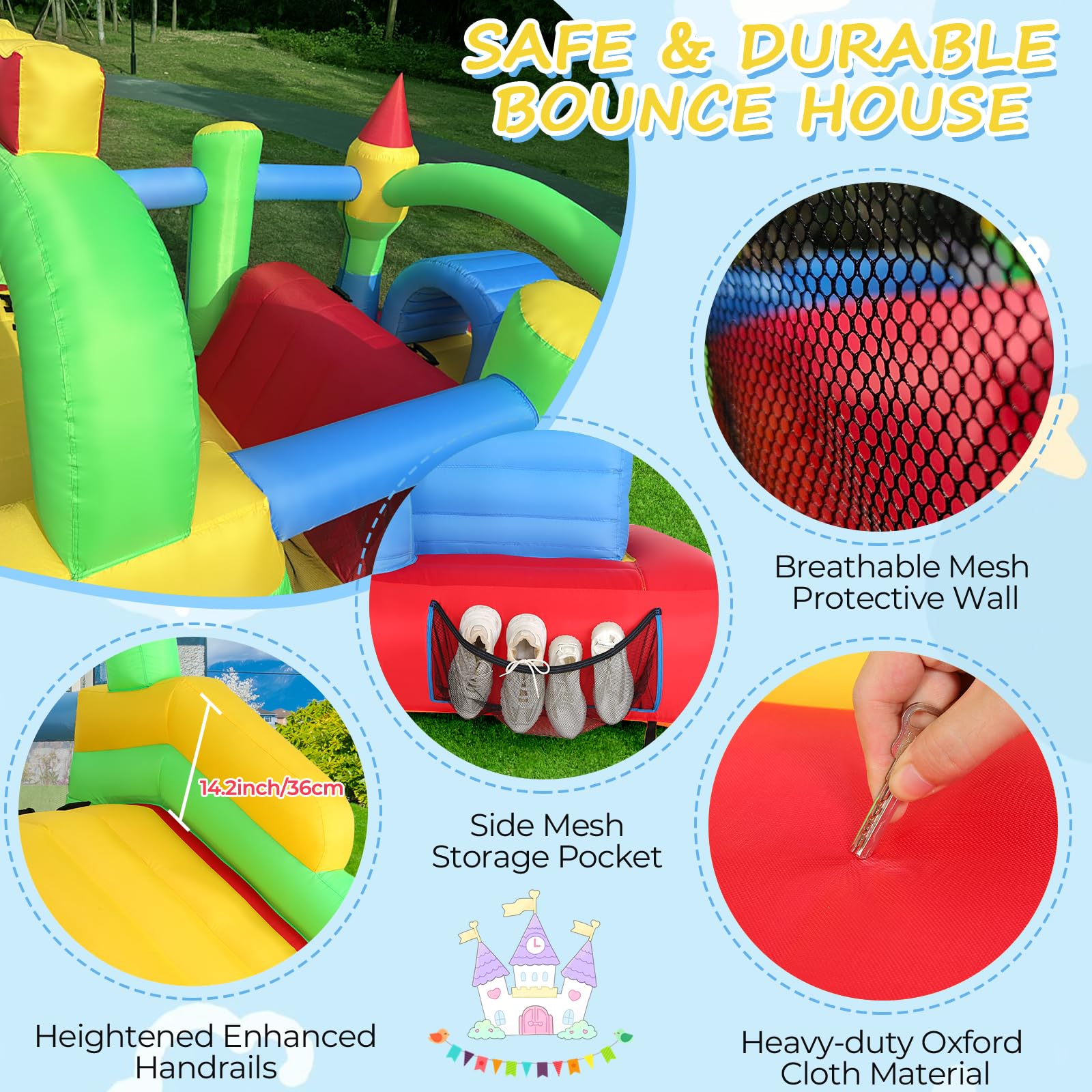 Whubefy Bounce House for Big Kids 8-12, 18 x 8.2FT Kids 3-6 Inflatable Obstacle Course w/Dual Tunnels, Large Slide, Climbing, Obstacles and Bounce