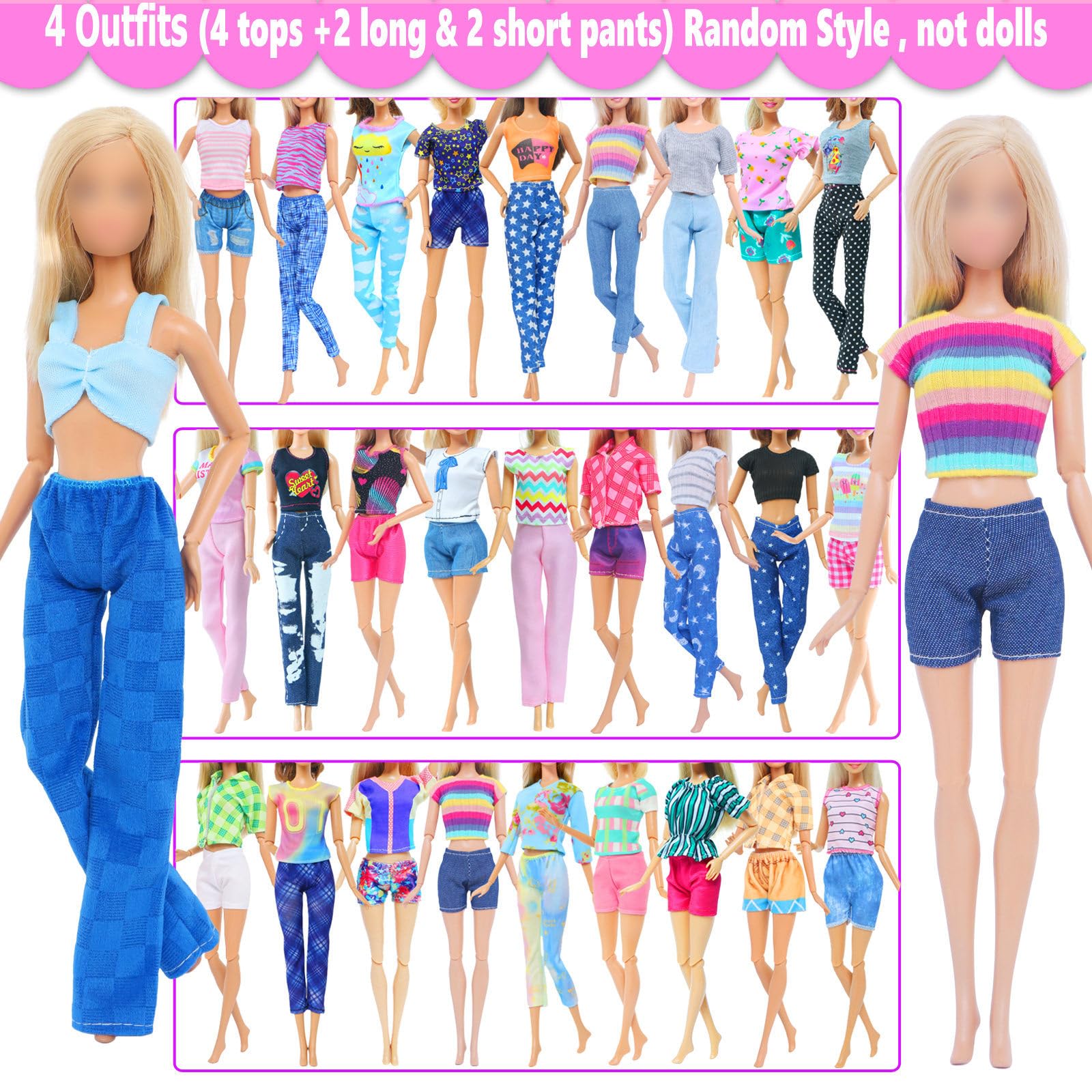 BJDBUS 11 Sets Doll Clothes 3 Sequins Dresses 4 Fashion Dresses and Floral Short Skirt 4 Casual Outfits Tops and Pants for 11.5 inch Girl Doll