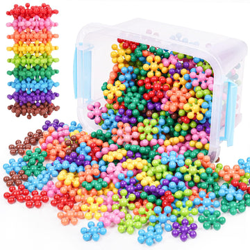 NiToy Building Blocks Educational Toy - 300PCS Snowflake Stem Construction Set for Kids 3+, Safe Non-Toxic Storage Case, Learning Gifts for Boys