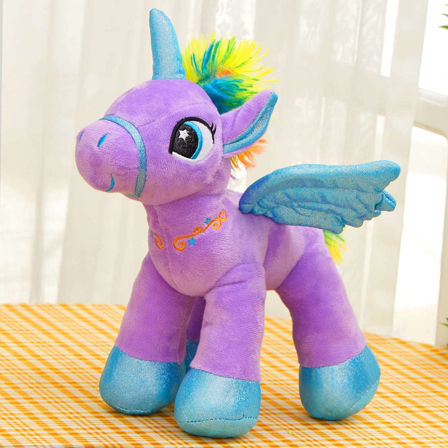 Houwsbaby 14'' Purple LED Light Up Unicorn Stuffed Animal,Unicorn Plush Toy,Glowing Horse Plush Toy Night Light Glitter Present for Kids Boys Girls