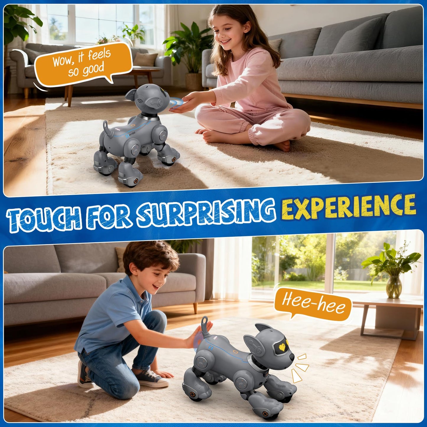anysun Robot Dog for Kids, Remote Control Dog with Voice and Touch Interaction, Followable Programmable Dog Robot, Singing, Dancing, Talking, Smart