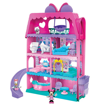 Minnie Mouse Bow-Tel Hotel, 20-piece Figure and Playset, 2-Sided Play with Lights, Sounds, and Elevator, Officially Licensed Kids Toys for Ages 3 Up
