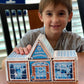 CreateOn Hanukkah Gingerbread House - 16-Piece Set Magnetic Building Tiles Kit, Hanukkah Holiday Craft Toy, 16-Piece Magnetic Construction & Coloring