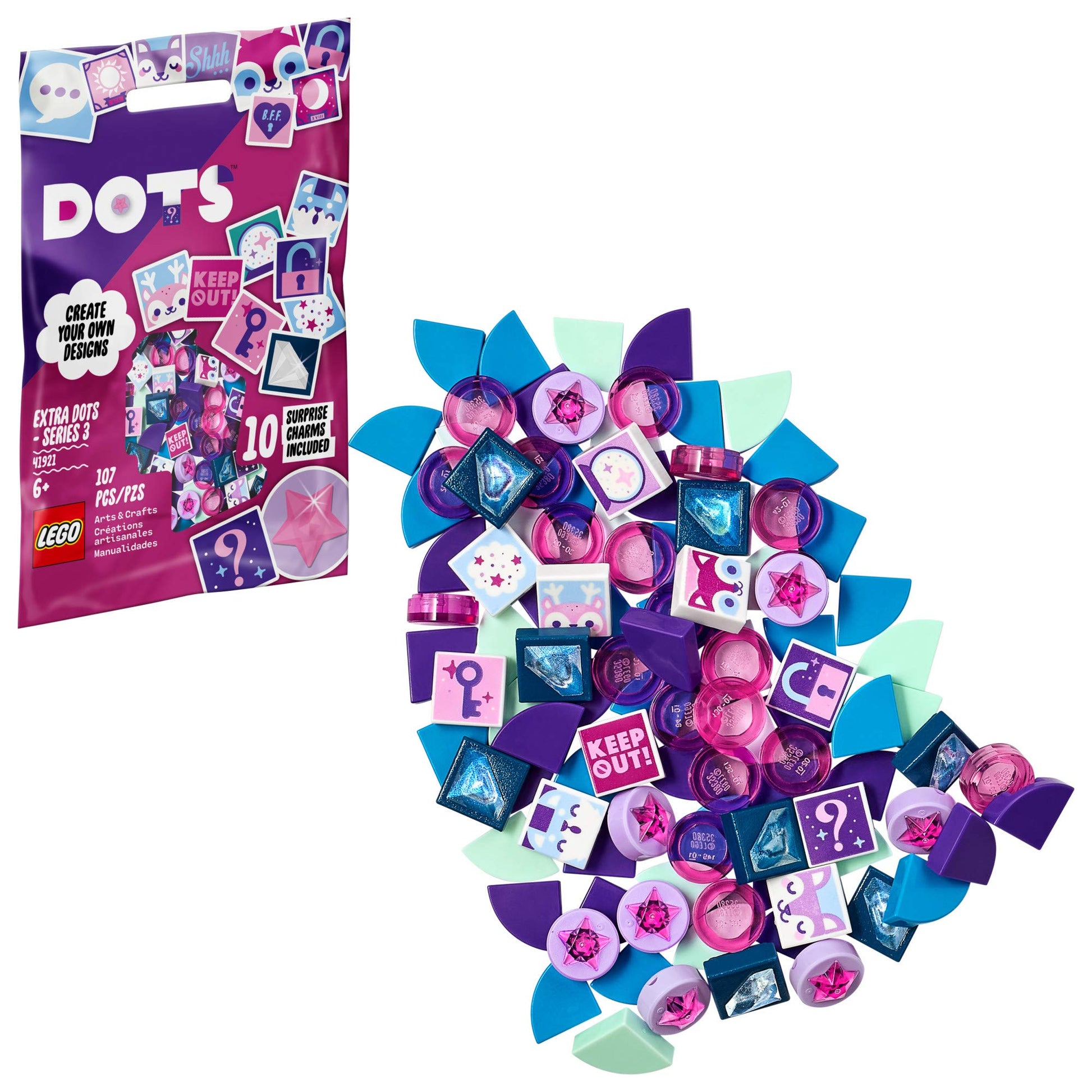 LEGO DOTS Extra DOTS - Series 3 41921 DIY Craft Decorations Kit for Fun Creative Play, New 2021 (107 Pieces)