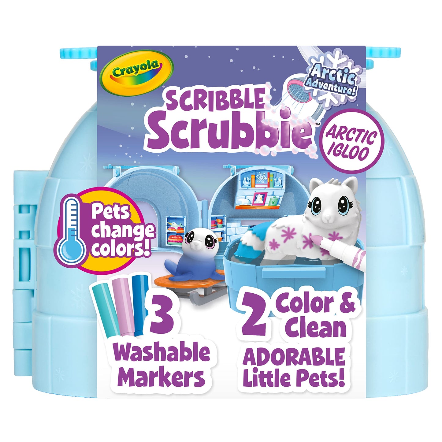 Scribble Scrubbie Pets Arctic Igloo, Color Change Pets & Storage Case, Gift for Girls & Boys