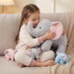 WEIGEDU Elephant Plush Toy Set - 4-Piece Stuffed Animal Family with Zipper Storage | Soft Elephant Dolls for Toddlers & Kids | Grey, Blue, Pink