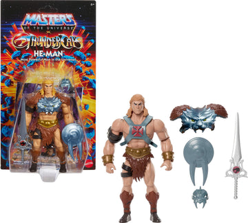 Masters of The Universe Origins & Thundercats 5.5 Inch Posable Action Figure He-Man, 1980s Crossover Toy, Removable Armor, Sword, Shield & Mini Comic