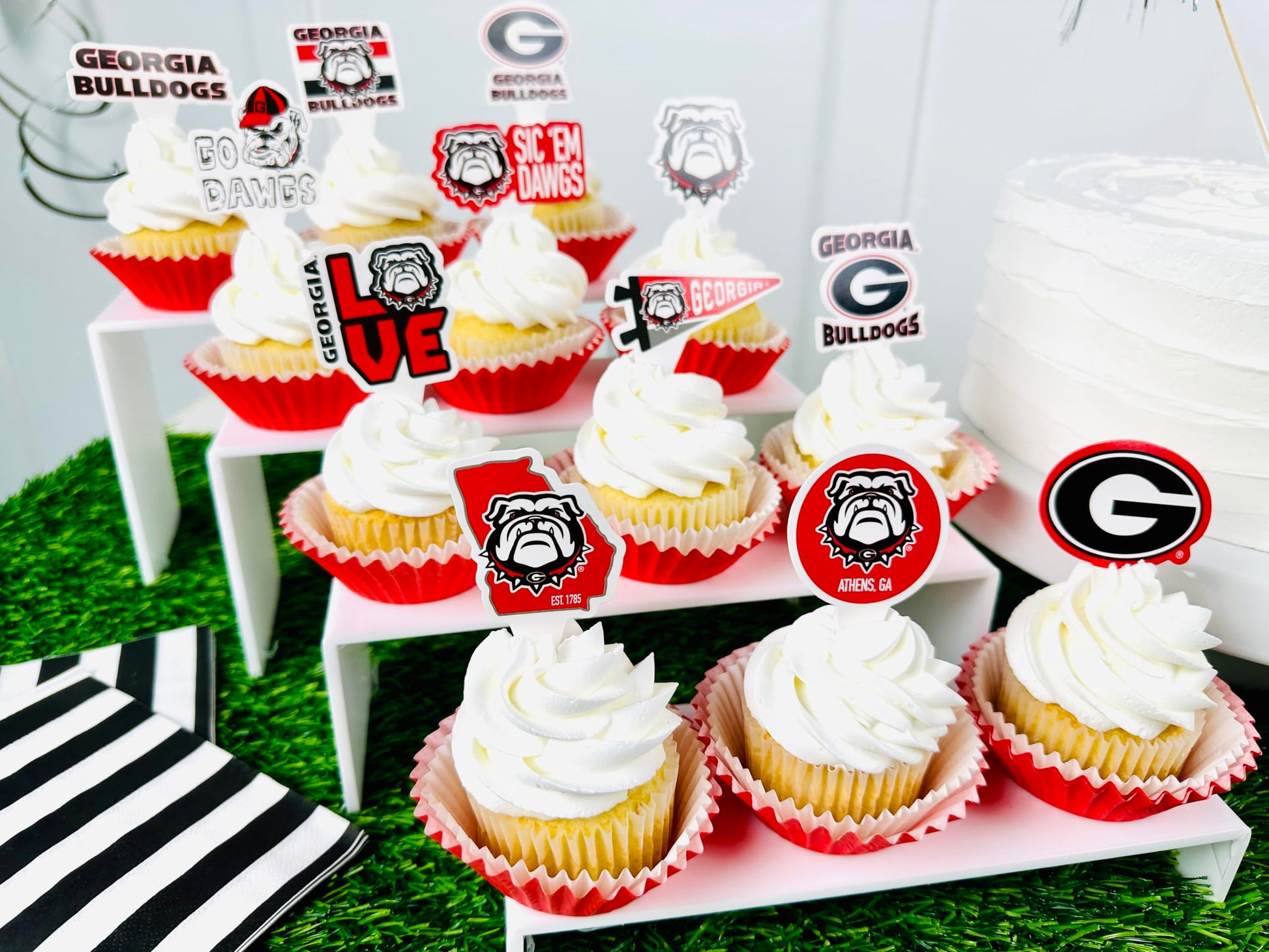 Georgia Bulldog Cupcake Toppers UGA Cake Party Decorations 24 Pcs