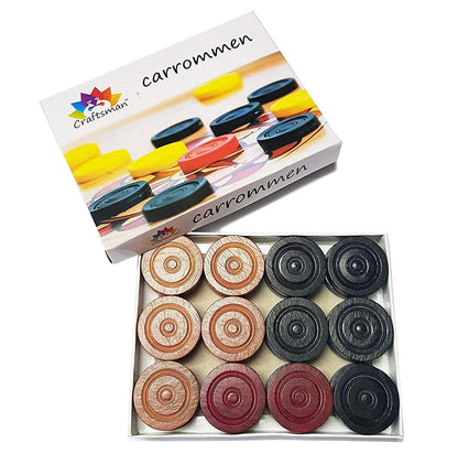 Craftsman Carrom Coin Set of 24 Coins + 1 Stricker for Champions Play. Carrom Coins+Stricker