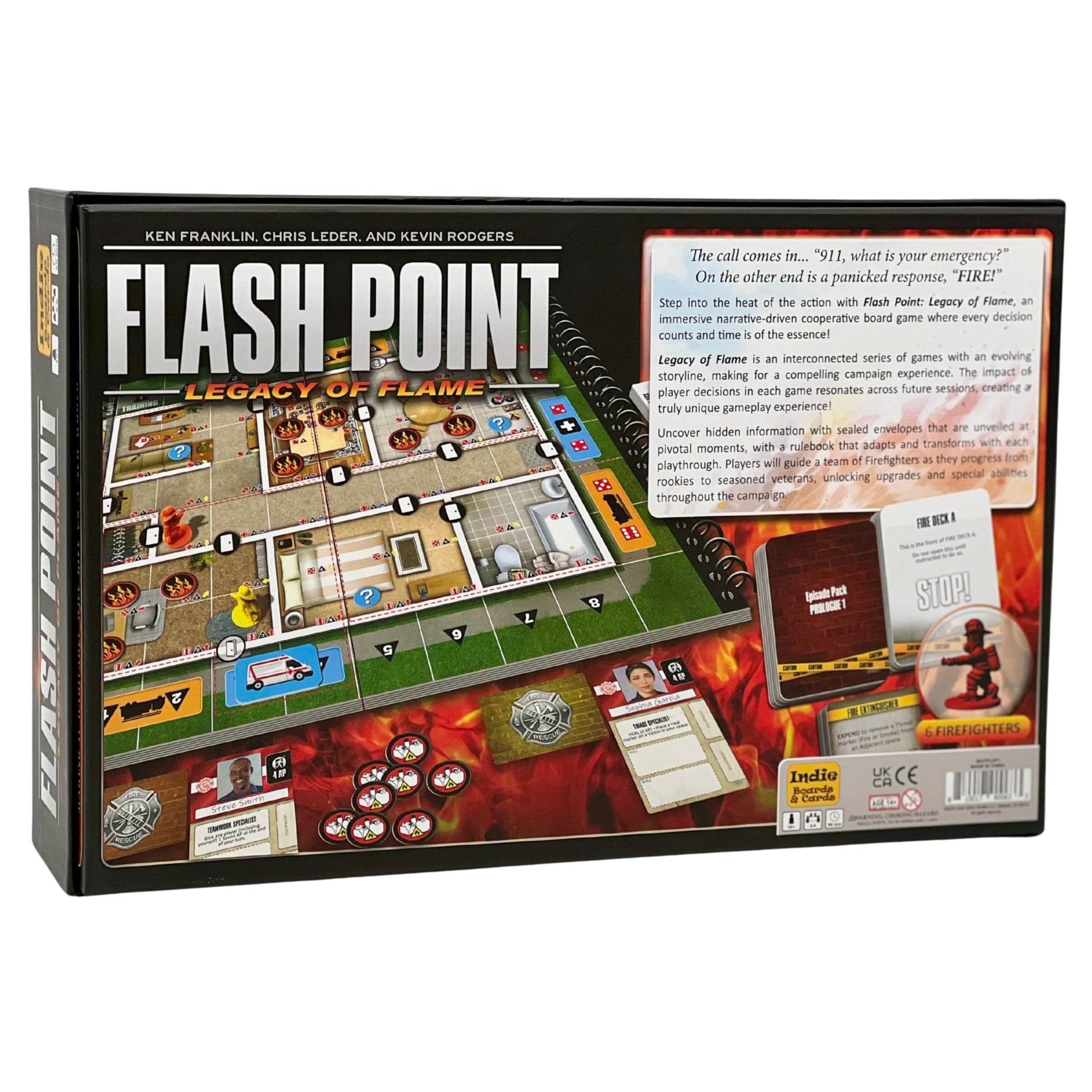 Flash Point: Legacy of Flame Board Game - Cooperative Legacy Game for 1-6 Players, Ages 10+, 60-Min Campaign Play - Firefighter Strategy Game by Indie