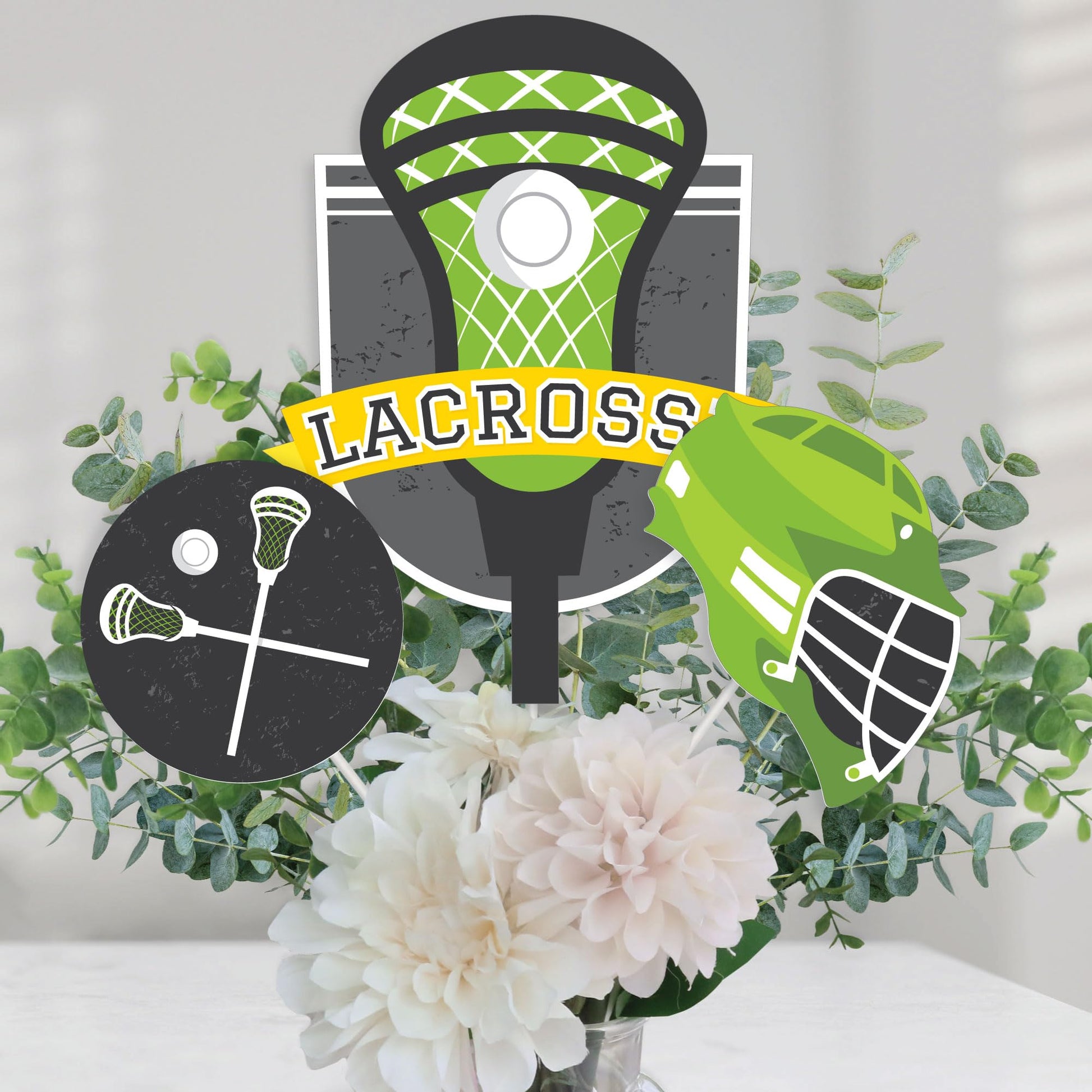 Big Dot of Happiness Lax to the Max - Lacrosse - Party Centerpiece Sticks - Table Toppers - Set of 15