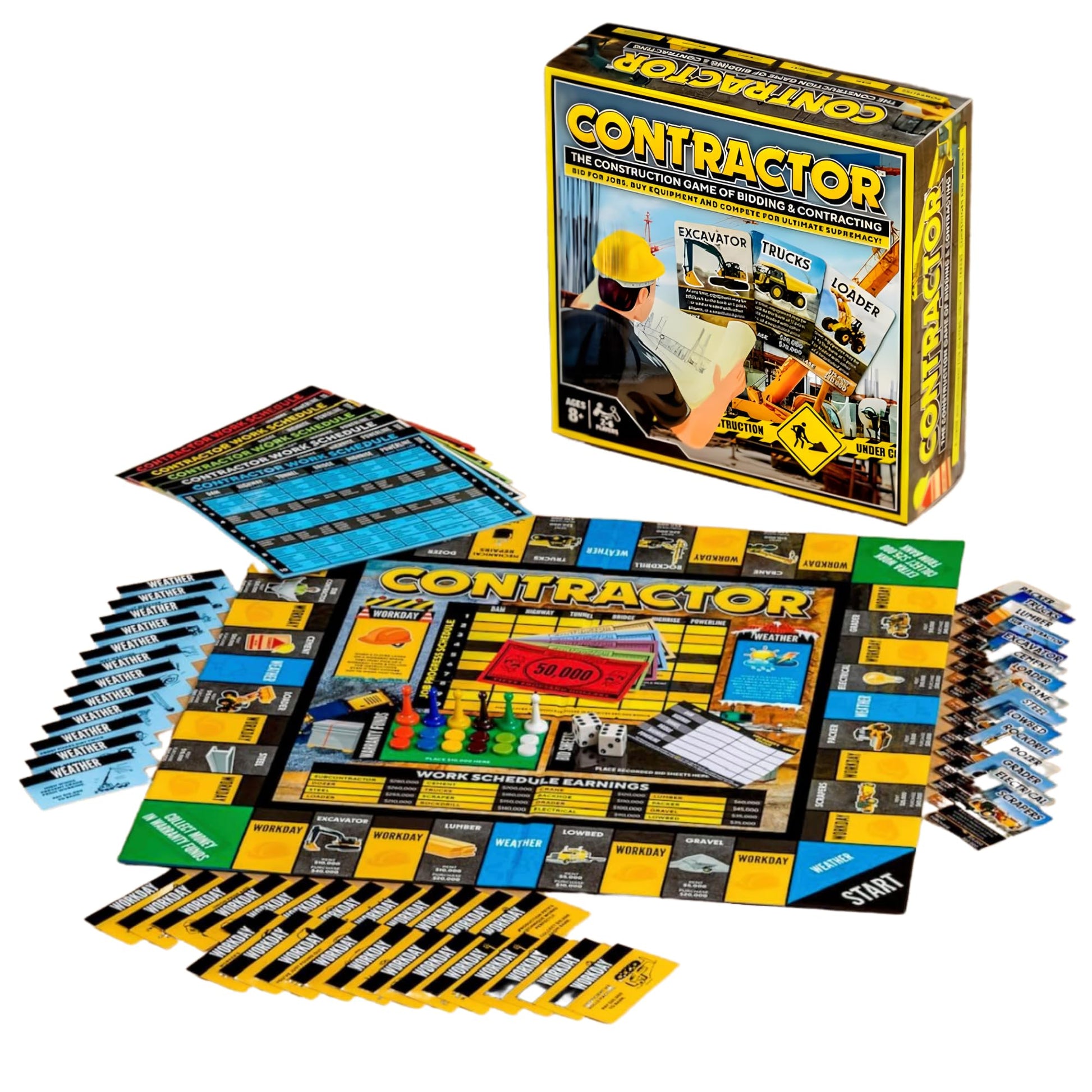 Contractor Board Game - Construction Strategy Game for Family Game Night, City-Building Resource Management, Ages 8+, 2-6 Players
