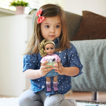18 Inch Dolls with Soft Hair and Accessories - Soft Body 18 inch Doll with Poseable Vinyl Arms & Legs, Dress Outfit - Cute 18" Doll Set for Girls