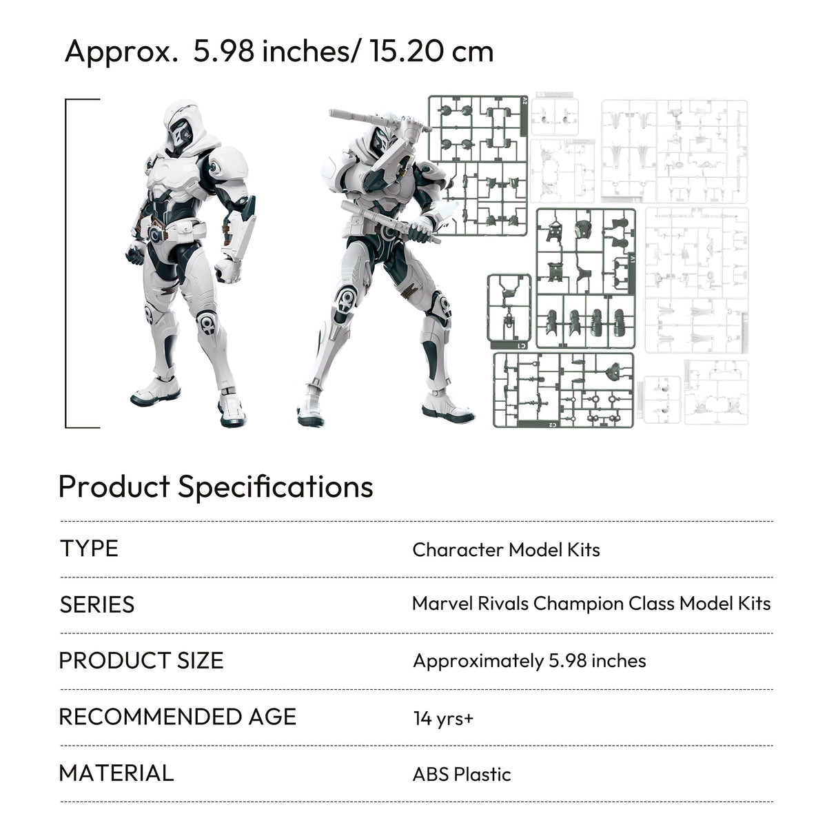 BLOKEES - Marvel Rivals - Moon Knight - Model Kit - Assembly Required - No Tools - No Cutting - No Glue - No Paint - 14+
