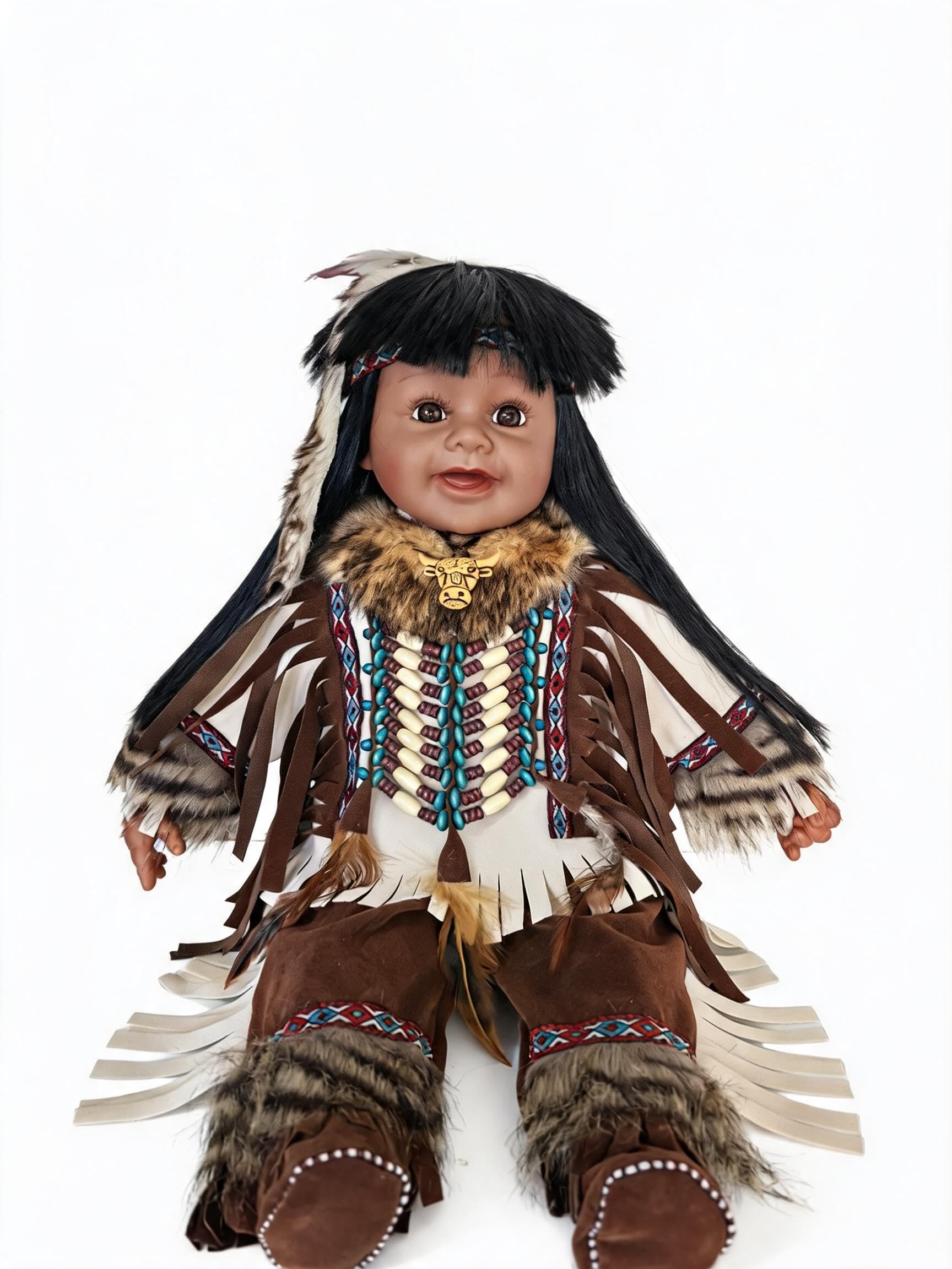 22" Collectible Native American (Indian) Vinyl Doll - VM221076 (Harsha)