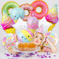 12 PCS Large Ice Cream Theme Balloons, Donut & Candy Foil Mylar Balloons for Ice Cream Party Decorations, Summer Birthday, Baby Shower Supplies