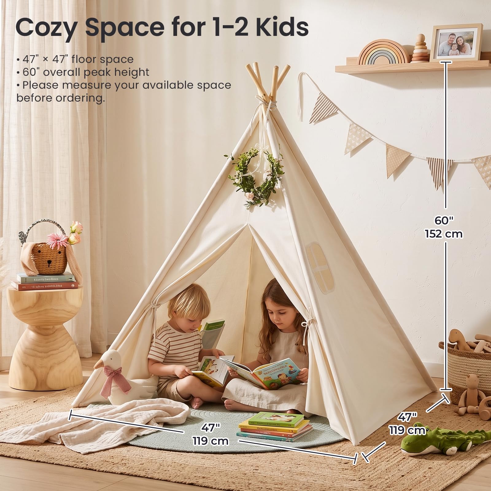 Tiny Land Teepee Tent for Kids with Star Lights & Campfire Toy