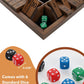 WE Games Shut the Box Wooden Board Game - Classic 4 Player Table Top Math Dice Game, Walnut Stained Wood, 8.5 inch Travel Size, 10 Numbers, for