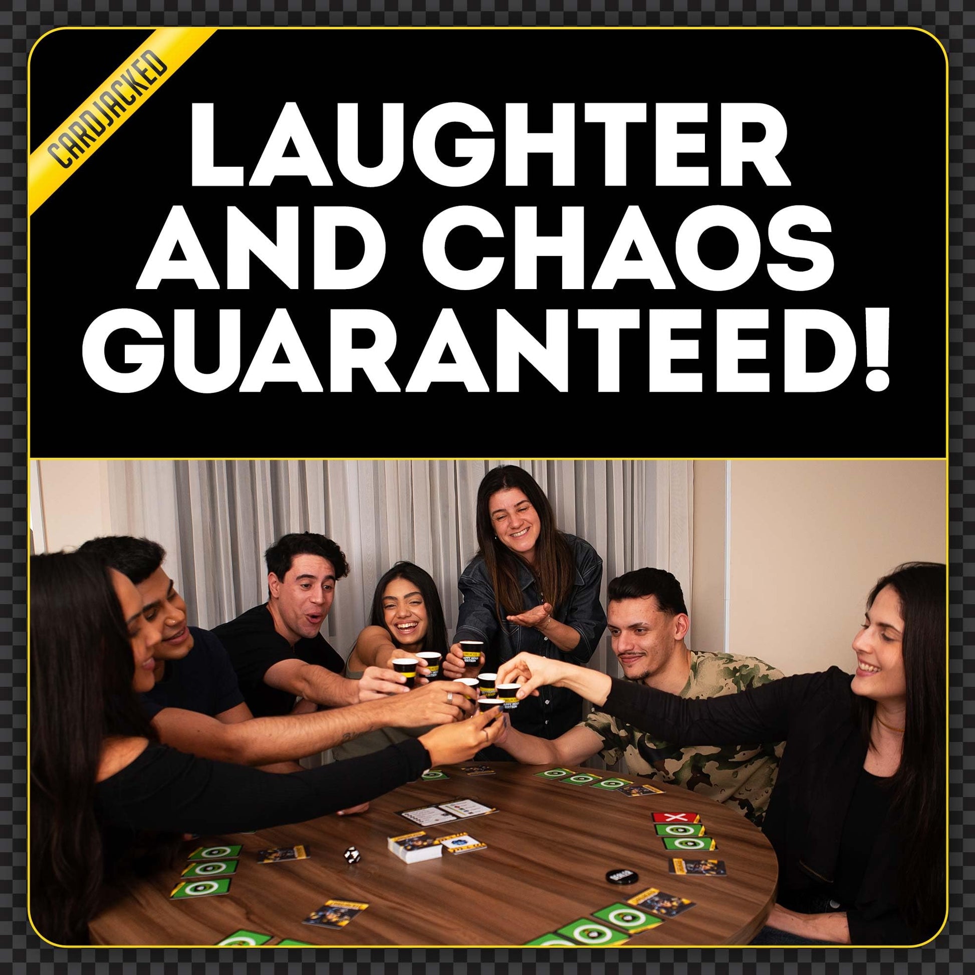 CARDJACKED Happy Hour Edition Card Game - Adult Drinking Game (21+) for 4-10 Players - Includes Waterproof Cards & Shot Glasses