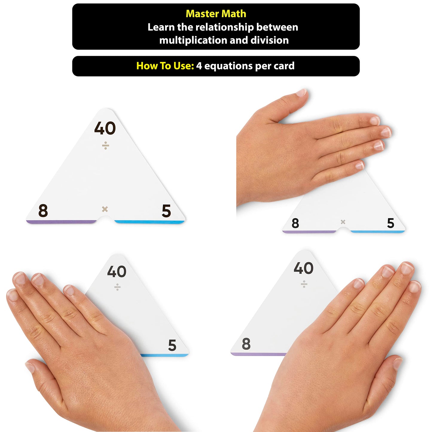 Award-Winning Triangle Math Flash Cards - 376 Multiplication & Division Facts (0-12) - Mastery-Based, Color-Coded Learning for Grades 3-6 - Durable