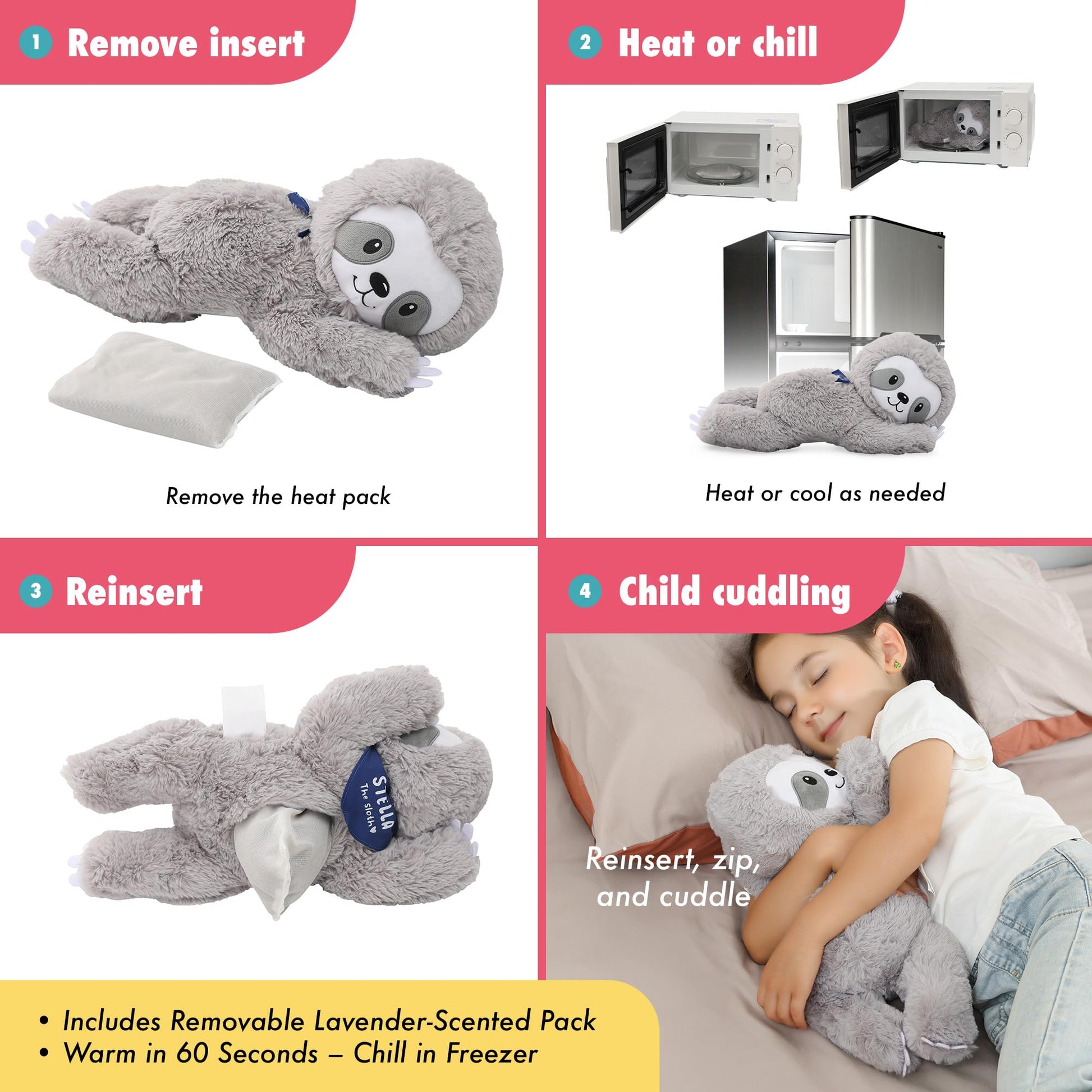 Lilly's Love Heatable & Coolable Lavender Scented Weighted Stuffed Animal - Microwavable Heatable Pad for Kids & Adults - Machine Washable Plushie