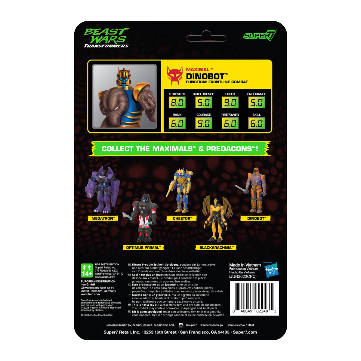 Super7 Transformers Beast Wars Dinobot - 4" Transformers Action Figure with Accessories Classic Cartoon Collectibles and Retro Toys