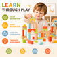 SproutSpace 100pcs Building Blocks for Toddlers 1-3, Wooden Blocks for Kids with Storage Bucket and Shape Sorter, Stacking Toys or 1 2 3 Year Old