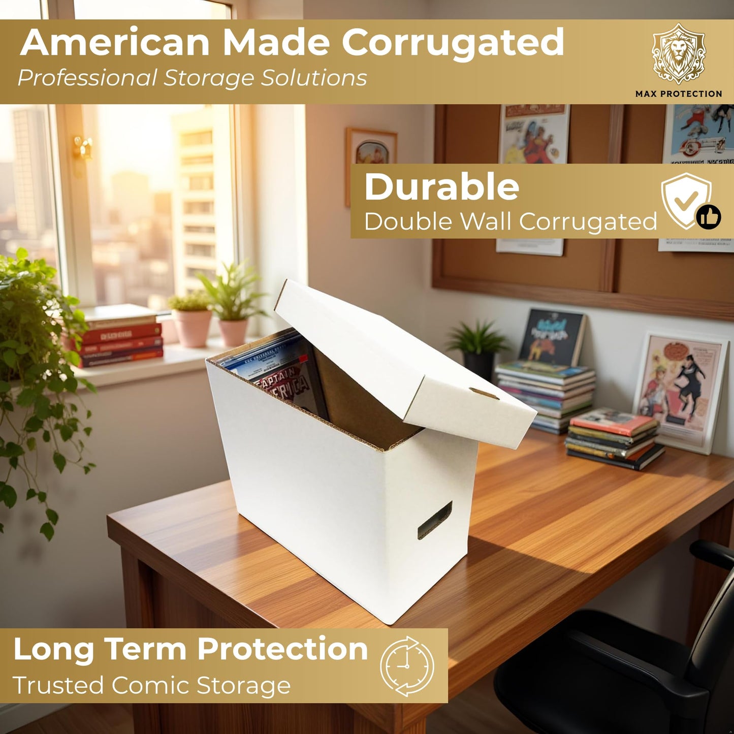 Max Protection CGC Graded Comic Book Storage Boxes - Heavy-Duty Case for 35-40 Graded Comics with 200 lb Test Strength - Made in USA White Cardboard