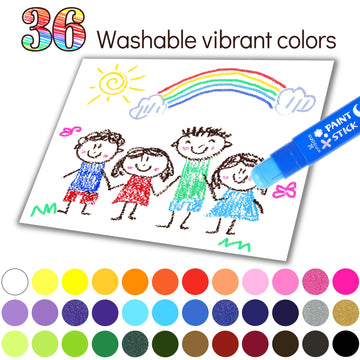 Tempera Paint Sticks,36 Vibrant Colors Washable Paint Sticks For Kids, Quick Drying, Non-Toxic, Suitable for Paper, Wood, Canvas, and Fabric