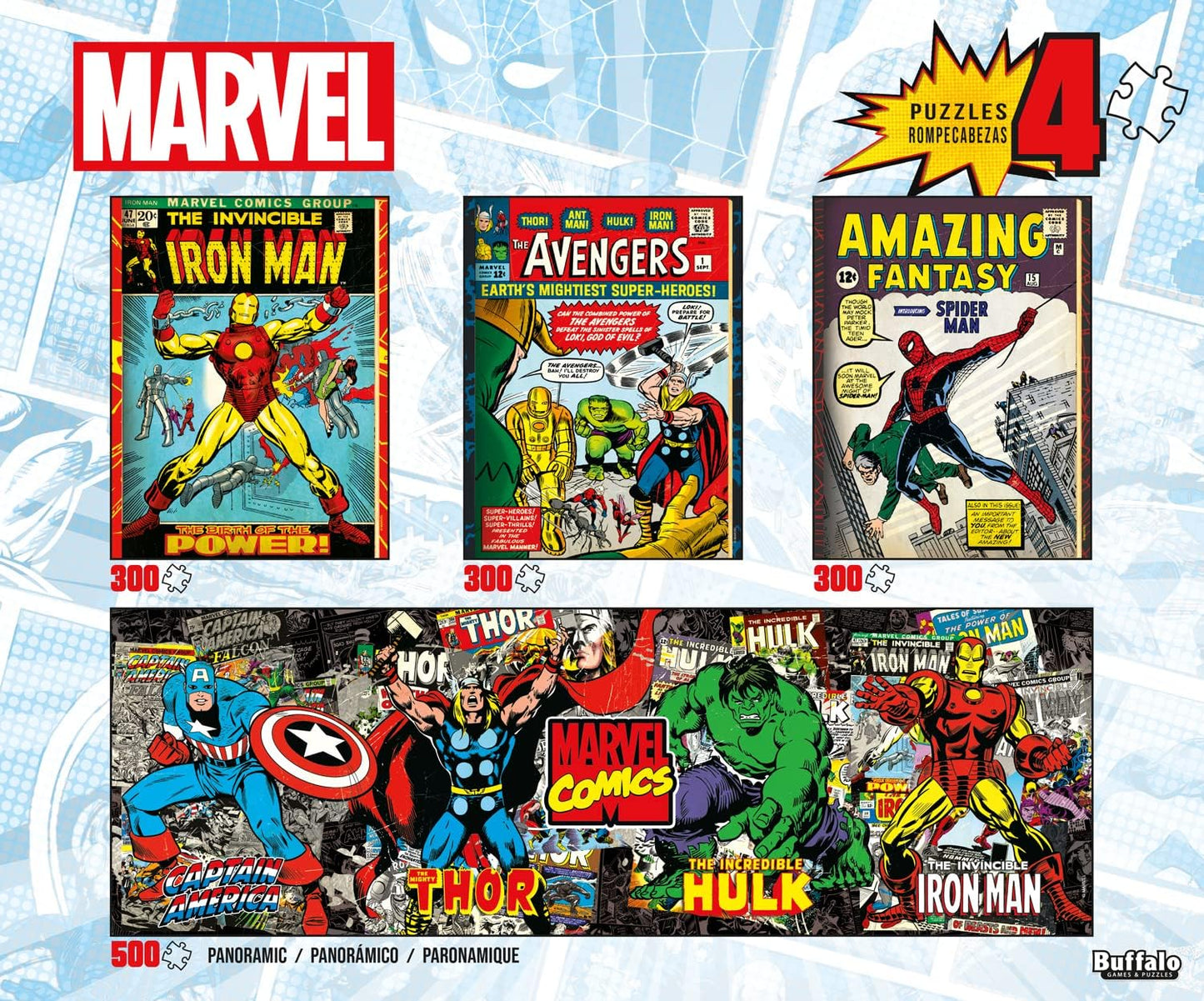 Buffalo Games - Marvel Comics Collection - 4 Pack, 300-500 Piece Puzzles