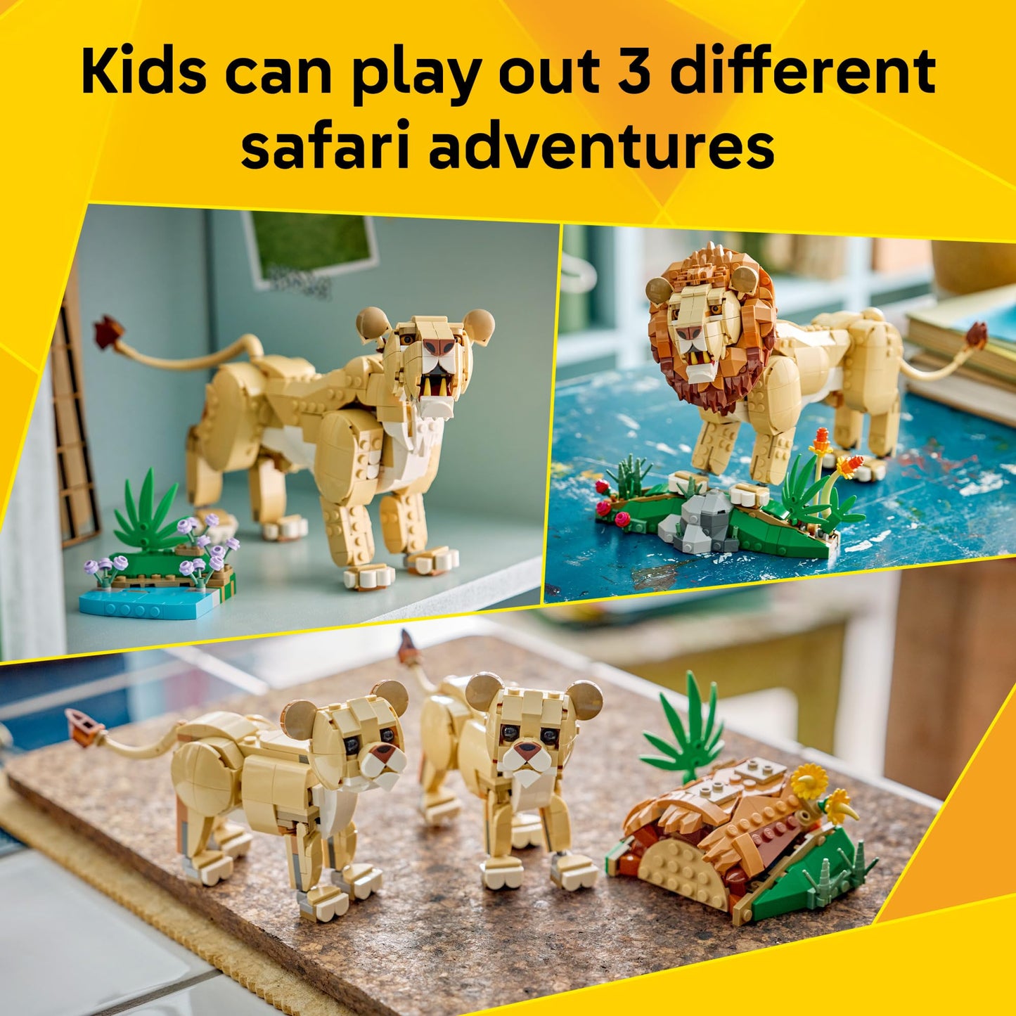LEGO Creator 3 in 1 Wild Animals: Majestic Lion - Building Toy for Boys & Girls, Ages 9+ - Kids Bedroom or Desk Decor - Lion Toy with 3 Building