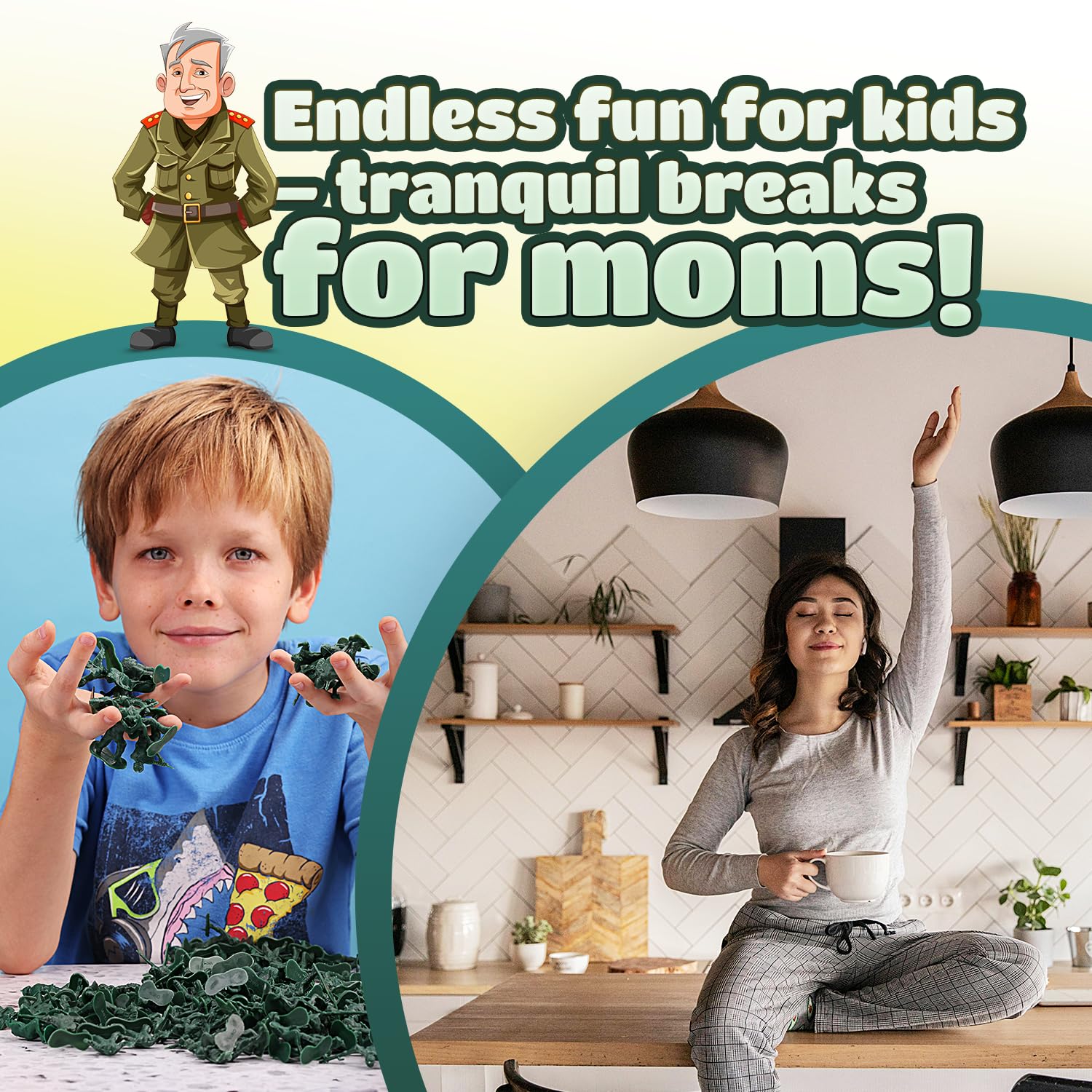 Entervending Army Men Action Figures - 50 Pcs Green Soldier Toy Playset - Boys 2' Military Toys