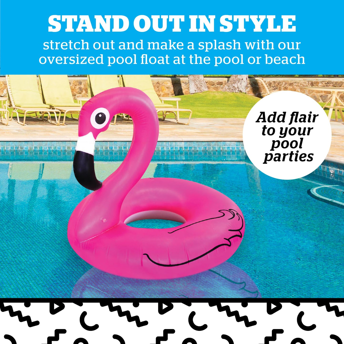 Giant Animal Pool Float, Inflatable Floatie Tube, Blow Up Swim Ring, Outdoor Summer Pool Party Water Toy - Pink Flamingo