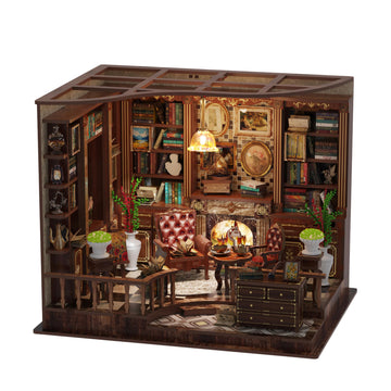 Left Bank Study DIY Book Nook Kit for Adults - 3D Wooden Puzzles for Adults Miniature Library with LED Light, 248 Pieces, Book Nook Shelf Insert