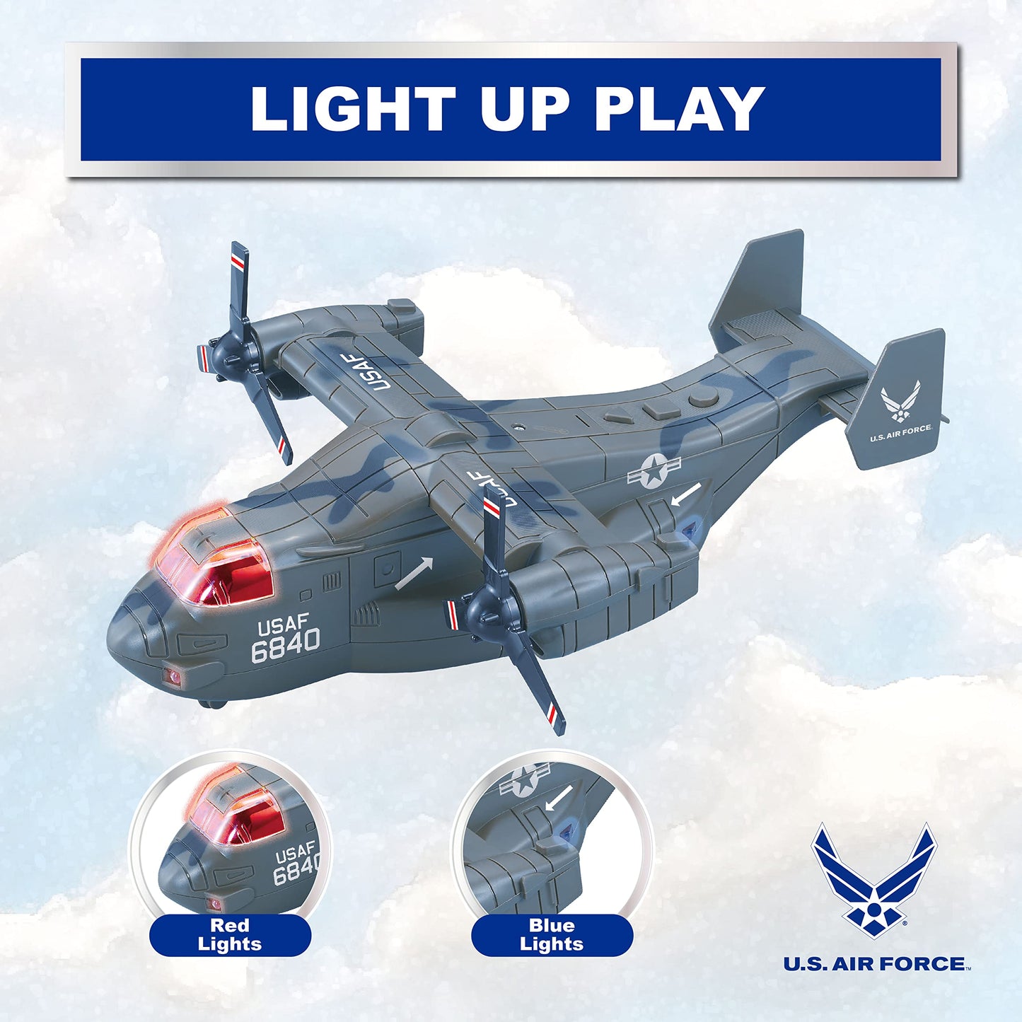 Lollipop United States Air Force Military Helicopter, V-22 Osprey Airplane, 1:72 Scale Aircraft Carrier Model, Battle/Rescue Helicopter Toy w/Sounds