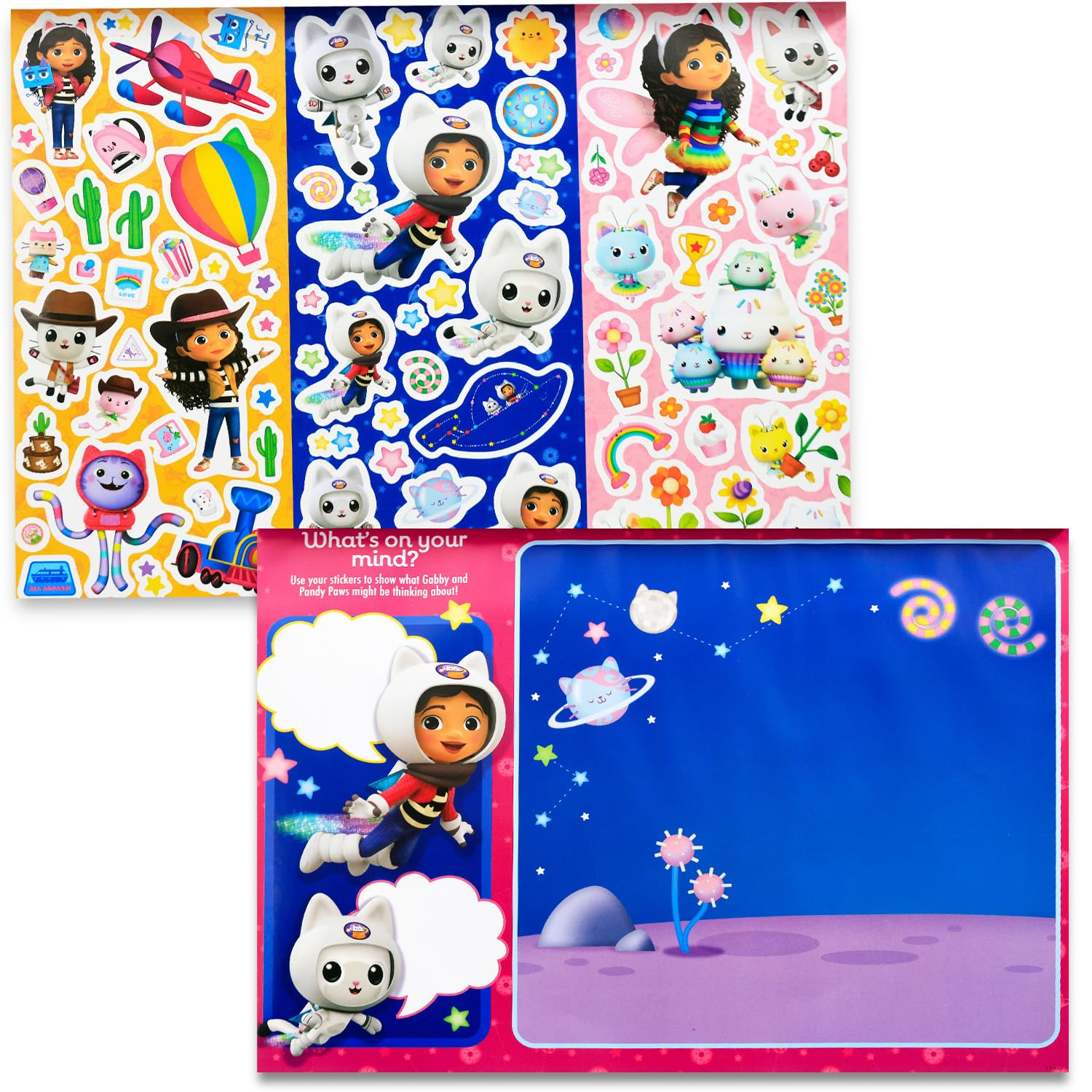 Gabby's Dollhouse Create-A-Scene Over 1000 Stickers Activity Pad to Color - Gabby's Dollhouse Sticker Play Scene Book (10 x 14 Inches)