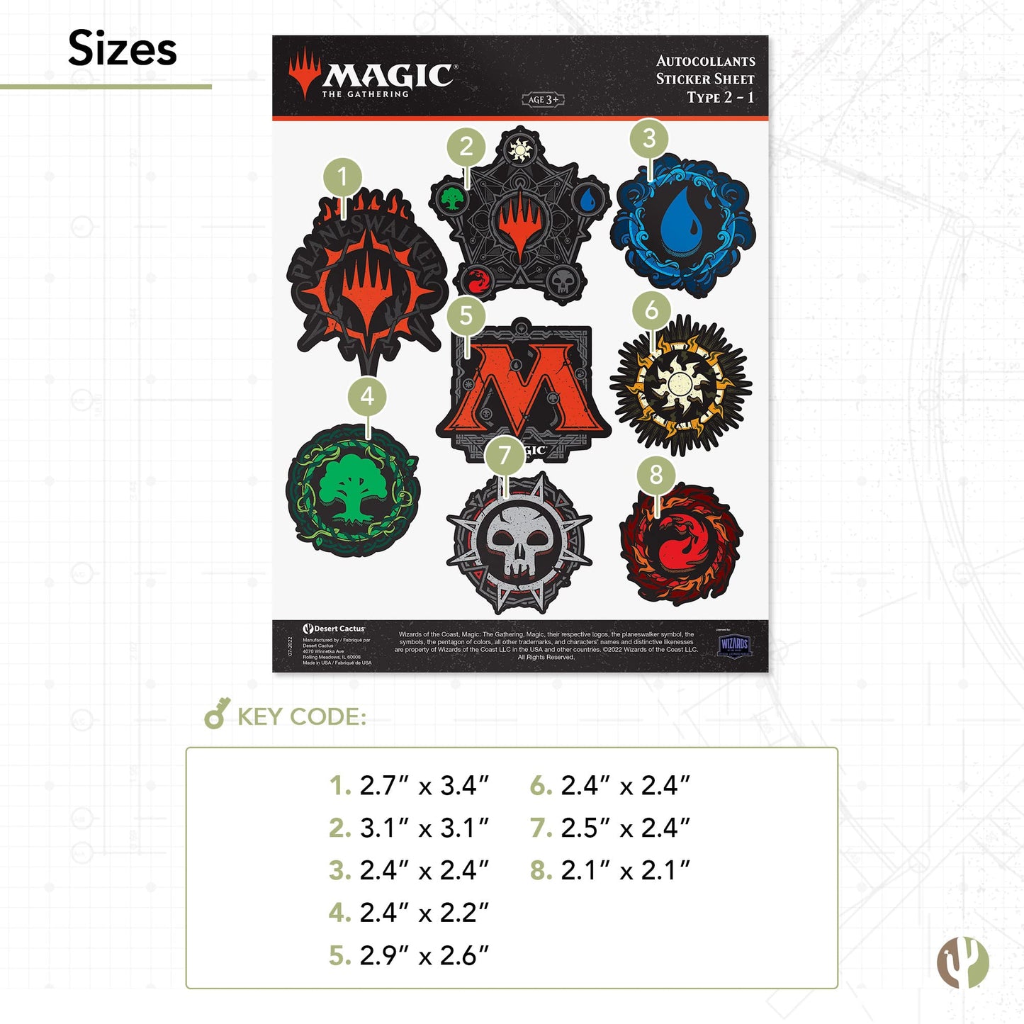 Desert Cactus Magic: The Gathering Stickers Vinyl Decal Laptop Water Bottle Car Scrapbook Sheet Decorations Birthday Favor Party Supplies (2-1)