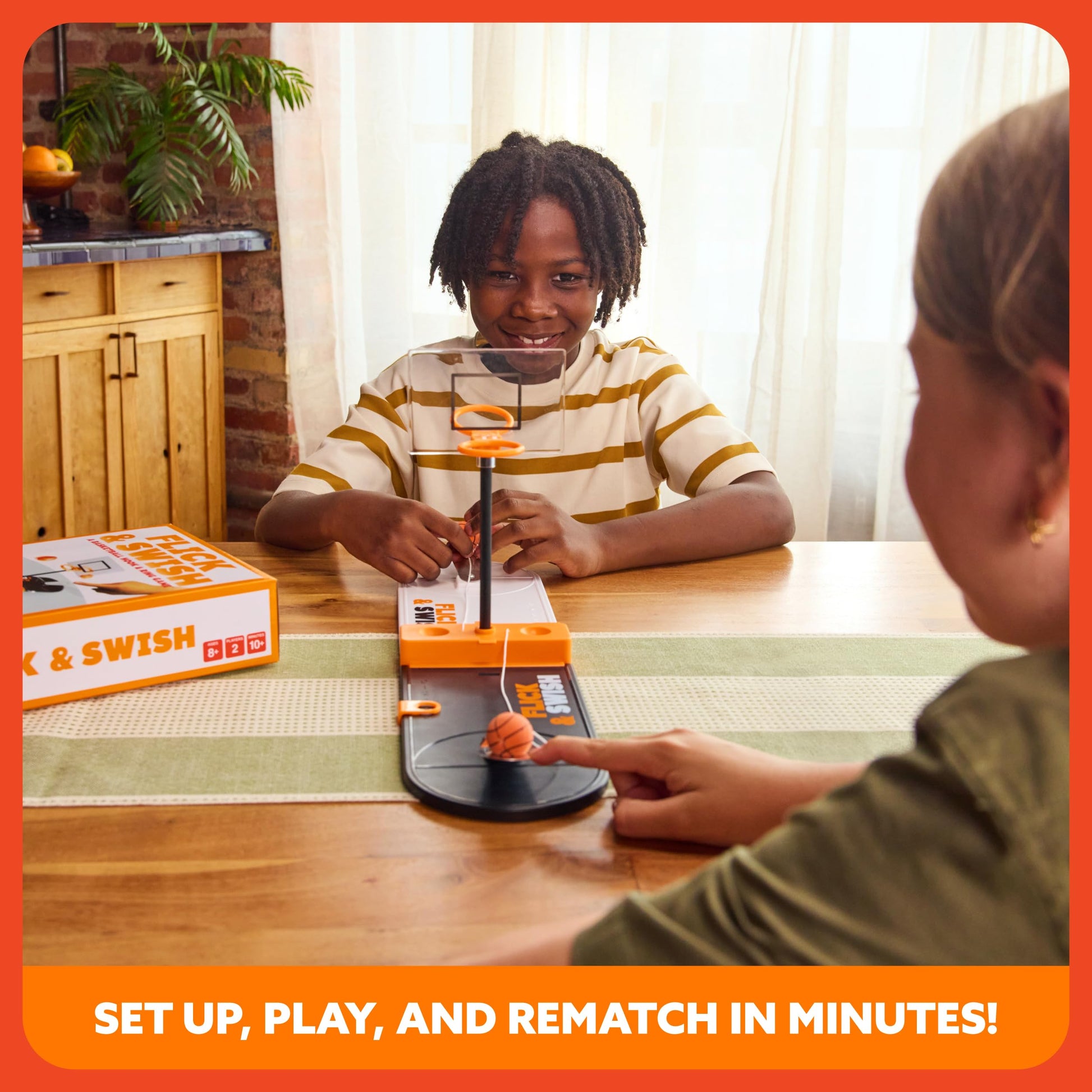 Flick & Swish Basketball Hook & Ring Game By Relatable, Exciting 2 Player Games Everyone Can Enjoy, This Mini Basketball Game Includes 1 Court Board